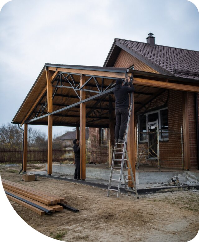 Пристройка навеса к дому и участку в Торжке под ключ
